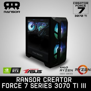 RANSOR CREATOR FORCE 7 SERIES With 3070 TI: AMD Ryzen 7 5800X, NVIDIA GeForce RTX 3070 TI OC 8GB, 32 GB DDR4 RAM, 1 TB NVME SSD, 2 TB HDD, 850W Power Supply III - RNSR-PC-CRF7-3070TI-03