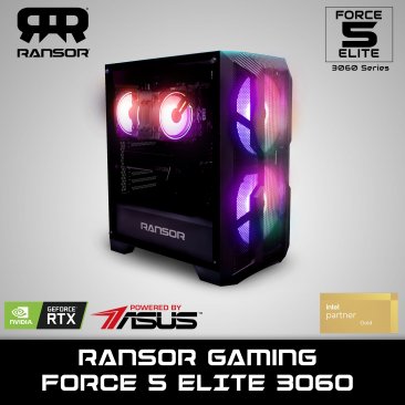 RANSOR Gaming FORCE 5 ELITE 3060 - Intel Core i5-10600K, NVIDIA GeForce RTX 3060 12GB, 16 GB RAM, 500 GB SSD, 1 TB HDD, 700W PSU - One Year Warranty