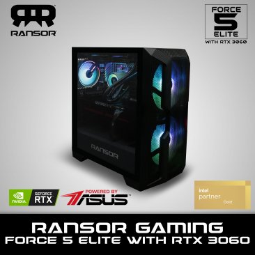 RANSOR FORCE 5 ELITE With RTX 3060 II: Intel Core I5-11600K, NVIDIA GeForce RTX 3060 12GB, 16 GB DDR4 RAM, 500 GB M.2 SDD, 2 TB HDD, 700W Power Supply - 1 YEAR WARRANTY