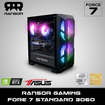 RANSOR Gaming Force 7 Standard with RTX 3060: Intel Core i7-10700K, NVIDIA GeForce RTX 3060 12GB, 16 GB DDR4 RAM, 500 GB SSD, 1 TB HDD, 700W PSU
