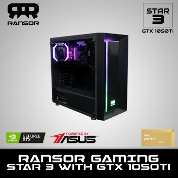 RANSOR Gaming STAR 3 with GTX 1050 TI - INTEL I3-10105F, NVIDIA GeForce GTX 1050 TI OC 4GB, 8GB RAM, 500 GB SSD, 500W PSU - One Year Warranty