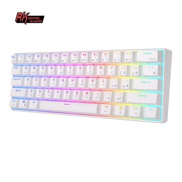 Royal Kludge RK61 Wireless RGB Mechanical Keyboard - Blue Switch, Eng/Ara, White - RK61 TRI MODES WHT/BLUE