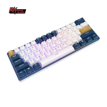 Royal Kludge RK61 Plus Tri-Modes Wireless Mechanical Keyboard White/Blue-Switch (Color: Klein Blue) - Eng/Ara Keys - RK61 PLUS - KL BLU/BLUE