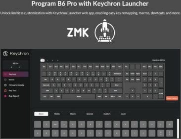 Keychron B6 Pro Full-Size Ultra-Slim Wireless ZMK Custom Keyboard for Windows & Mac - Space Grey - B6P-K1-AR