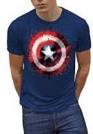 Marvel Comics Captain America Splat Shield Mens Navy TS