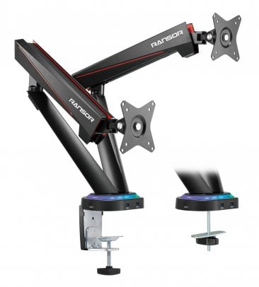 RANSOR Gaming Hecaton Pro Dual Monitor RGB Arm - RNSR-ARM-2G0R1