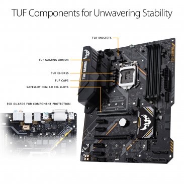 Asus TUF B360-PRO GAMING  LGA1151/ Intel B360/ DDR4/ Quad-GPU CrossFireX/ SATA3&USB3.1/ M.2/ WiFi/ A&GbE/ ATX Motherboard