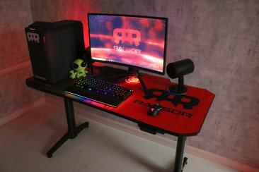 RANSOR Gaming Space Professional Desk with Intelligent Height Adjustment - 140x70cm w/ RANSOR Gaming MoozePad XXL Space Gamer Edition - RNSR-GD-SPACE-PRO