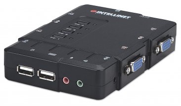 Mnahattan Intellient 4-Port Compact KVM Switch USB, With Cables and Audio Support, Color Black - 157032