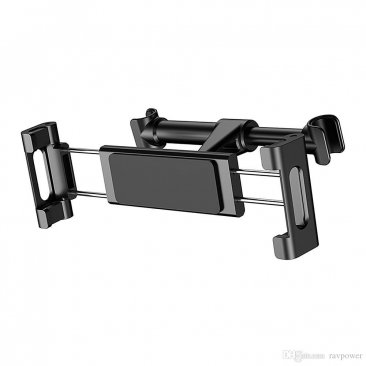 Baseus SUHZ-01 360 Degree Rotation Headrest Bracket Adjustable Car Backseat Holder for Cellphones/Tablets - Black