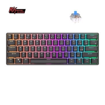 Royal Kludge RK61 Wireless RGB Mechanical Keyboard - Blue Switch, Eng/Ara, Black - RK61 TRI MODES BLK/BLUE