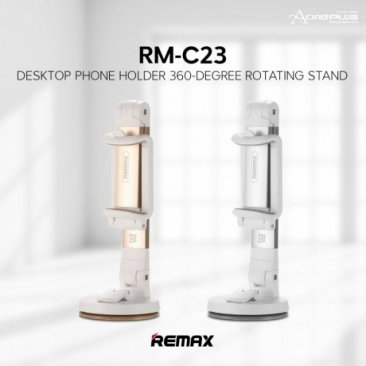 Remax RM-C23 Multi Angle Rotation Car Desktop Mount Holder Stand for Mobile Phone 3 to 6.3 Inch - Gray / White