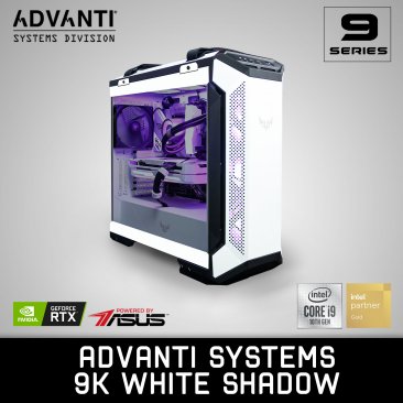 ADVANTI Systems 9K White Shadow: Intel I9-10900K, NVIDIA GeForce RTX 3090 24GB Edition, 32 GB DDR4 RAM, 1 TB NVME SSD, 2 TB SSD, 850W Power Supply - 1 Year Warranty - ADVSYS 20261