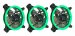 Apevia 312L-CGN 120mm Green LED Case Fan w/ Anti-Vibration Rubber Pads (3-pk)