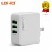 LDNIO A3303 3 USB 5V / 3.4A Quick Charge Universal USB Charger for iPhone (White)